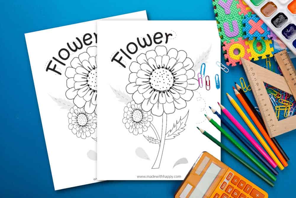 kids coloring flower coloring page