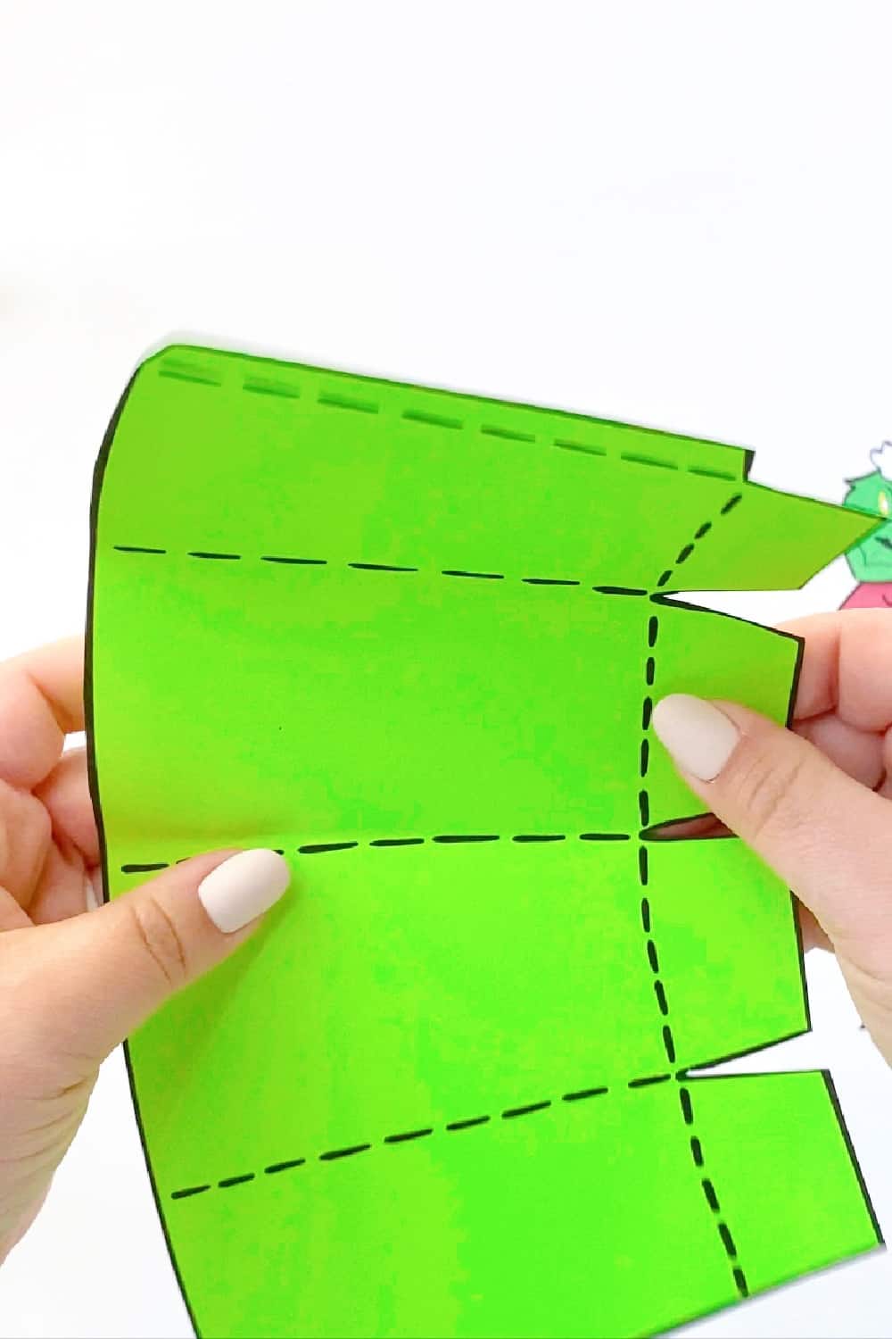 Fold Grinch Template on Dotted Lines