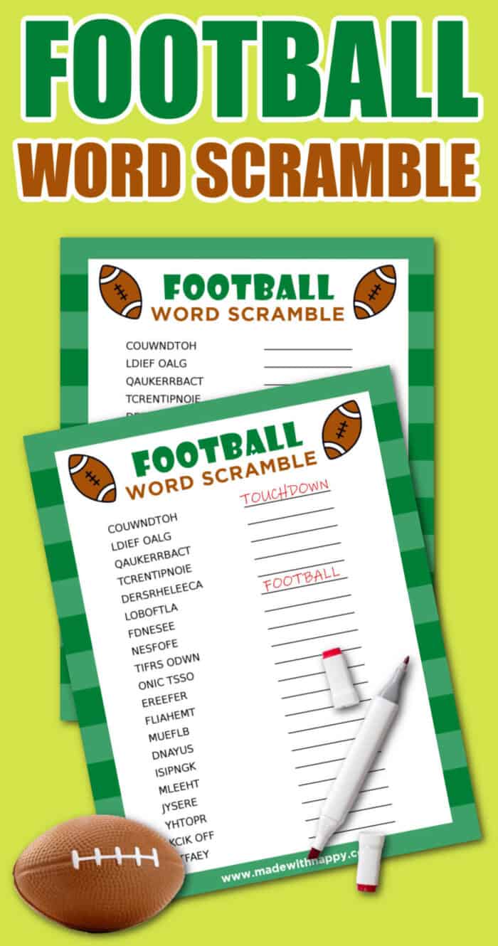 printable football word scramble