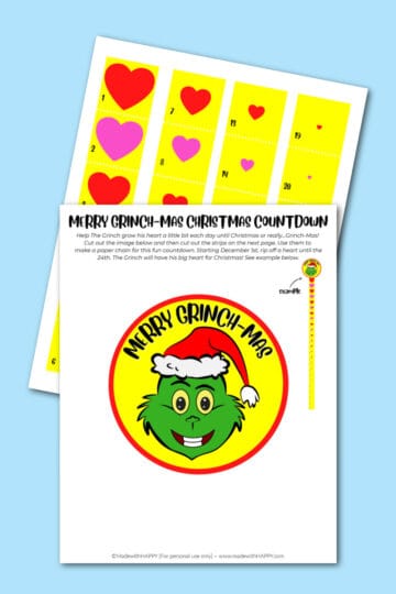 The Grinch Christmas Countdown Paper Chain - Free Printable Template