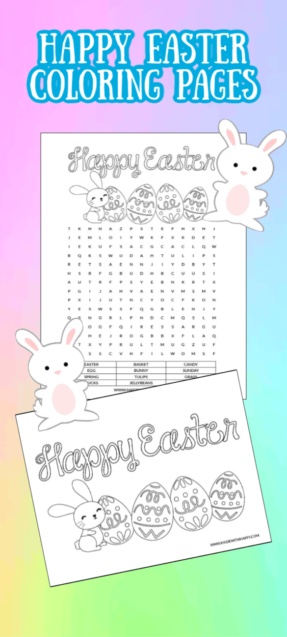 FREE Printable Happy Easter Coloring Pages - Made with Happy