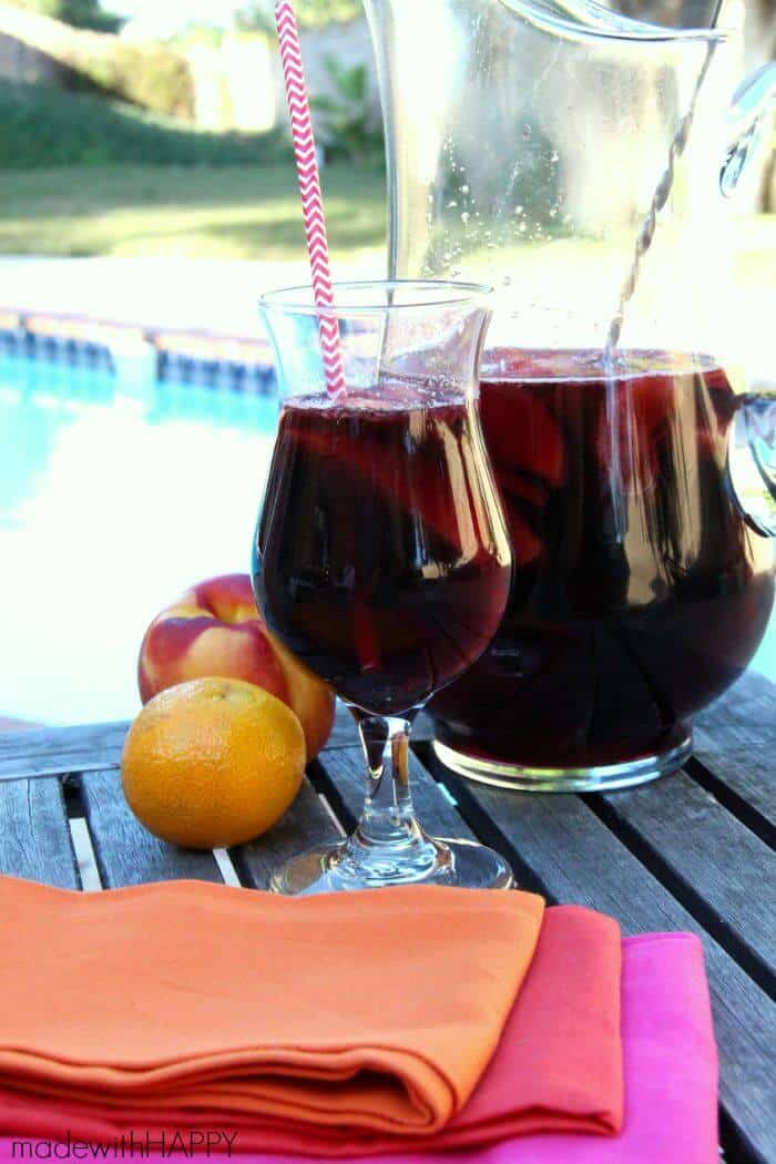 Happy Sangria | Red WIne Sangria Recipe with Nectarines | www.madewithHAPPY.com
