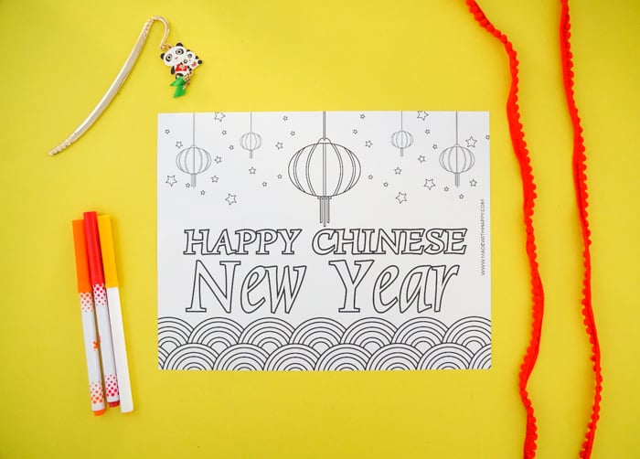 Happy Chinese New year Coloring Page for Kids