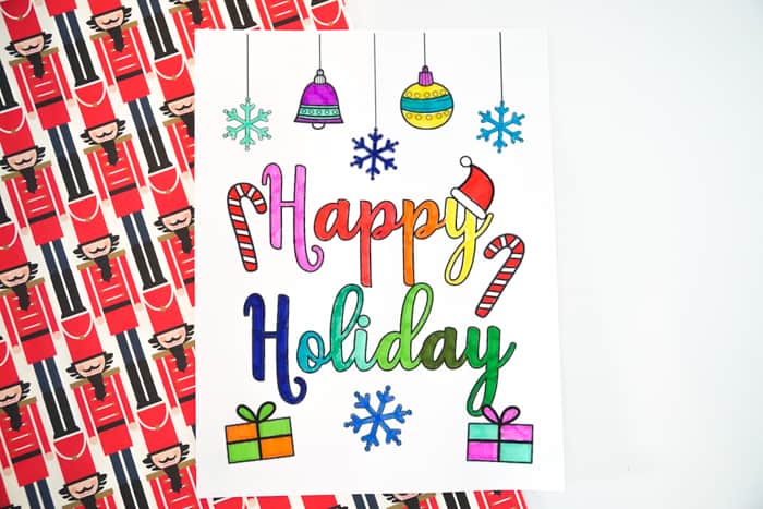 HAPPY HOLIDAY COLORING PAGE