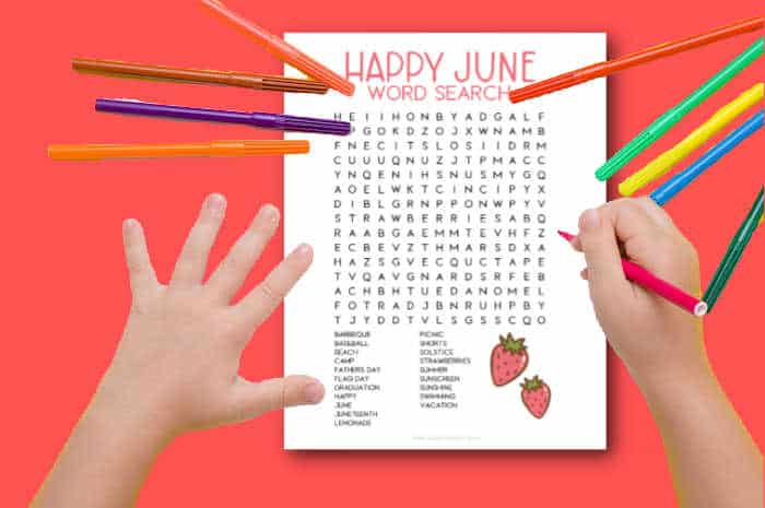 June Word Search Printable