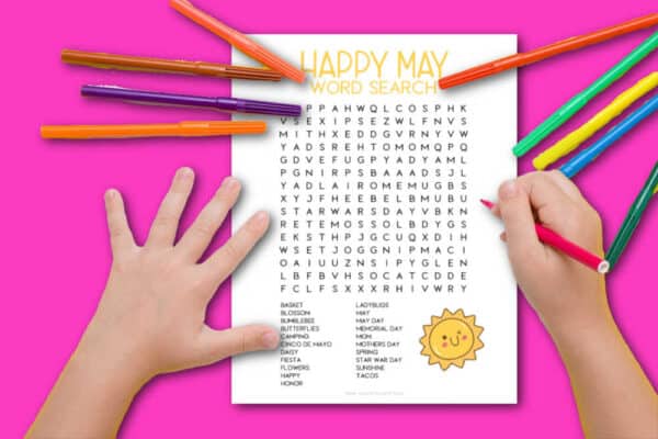 Free Printable May Word Search Puzzle For Kids - Made with HAPPY