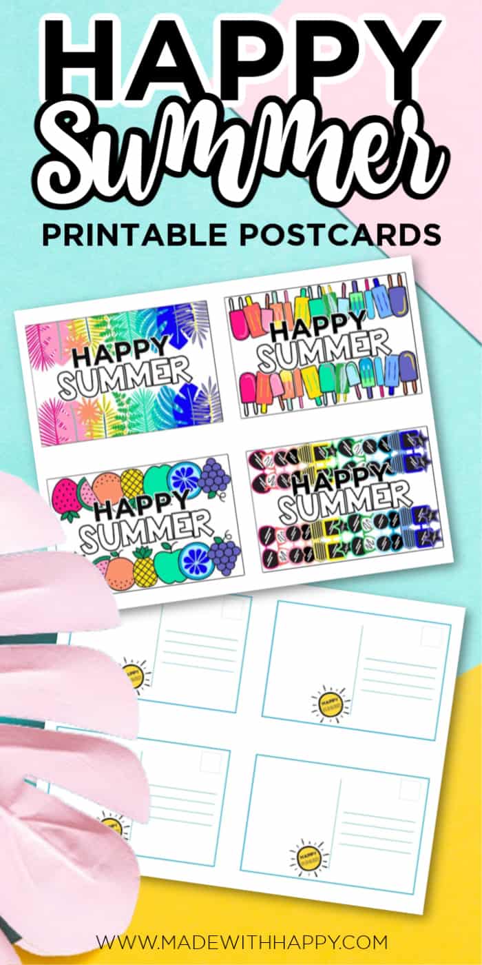 Happy Summer Printable Postcards