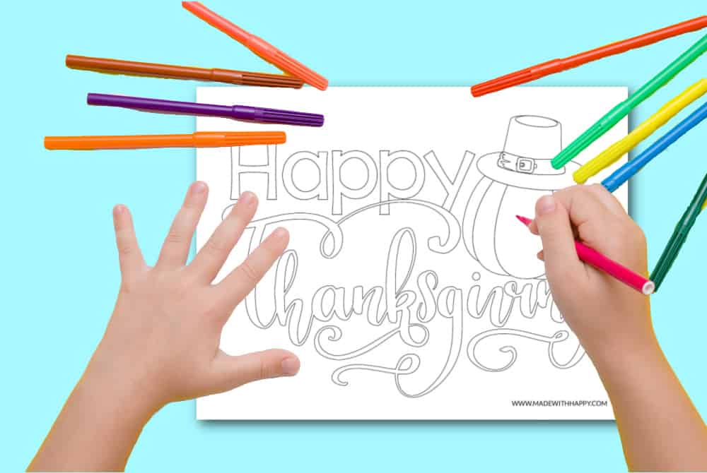 Happy Thanksgiving Kids Coloring Page