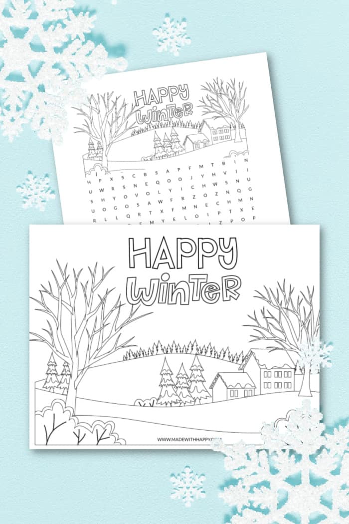 Happy Winter Coloring Pages - Easy Winter Crafts For Kids