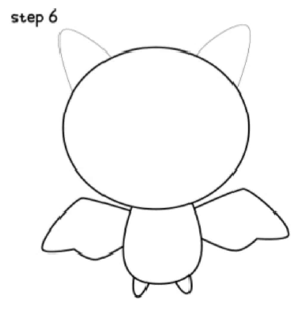 draw bats ears at top of the head