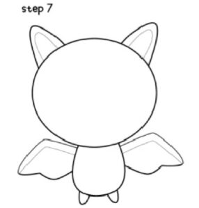 Draw the shadow on the bats ears and wings