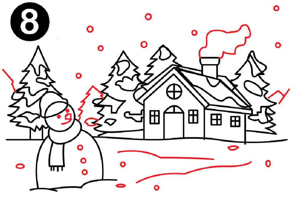 How to Draw a Winter Scene - Step 8