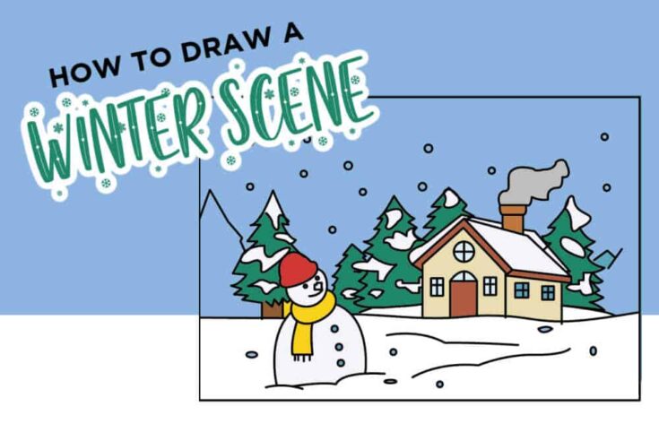 how to draw a winter scene easy