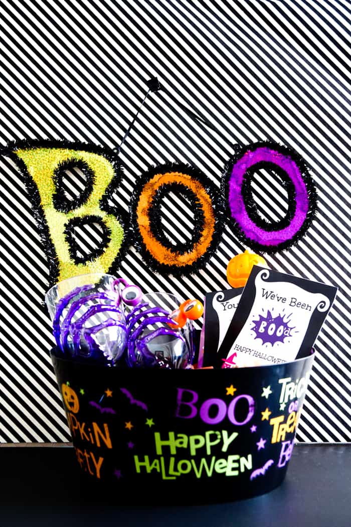 Halloween themed bucket from dollar store.