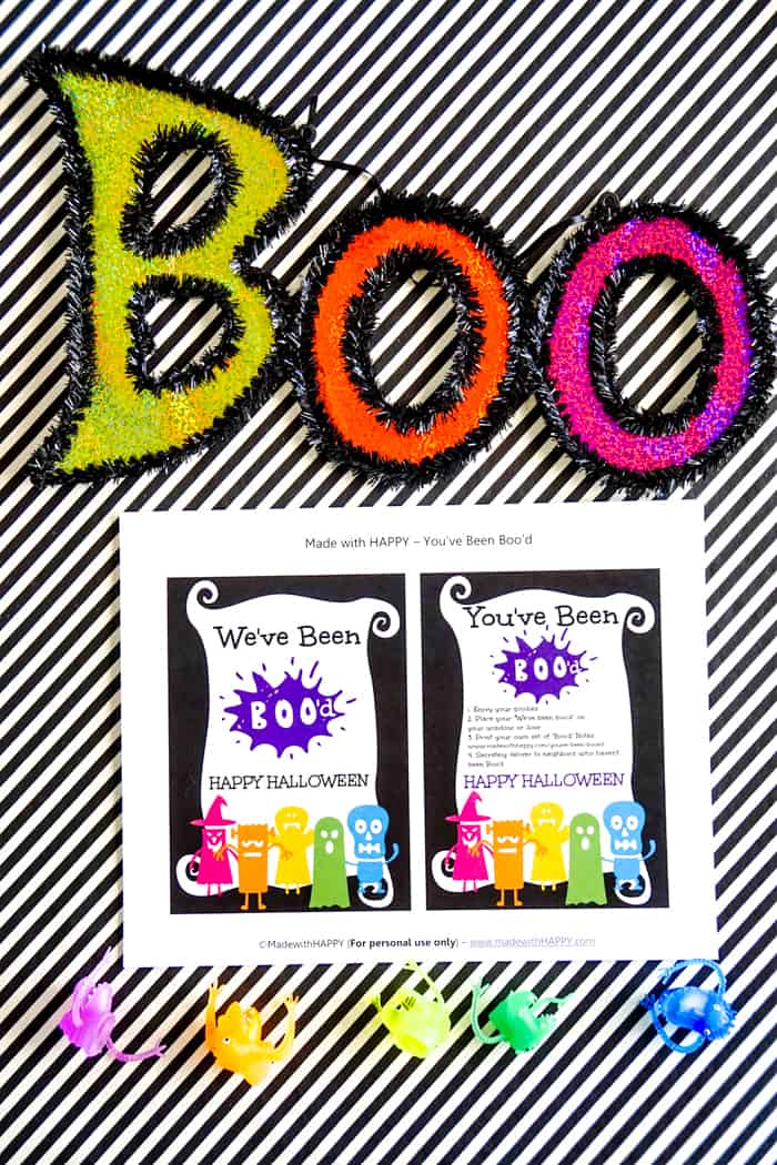 Colorful signs with boo letter printable