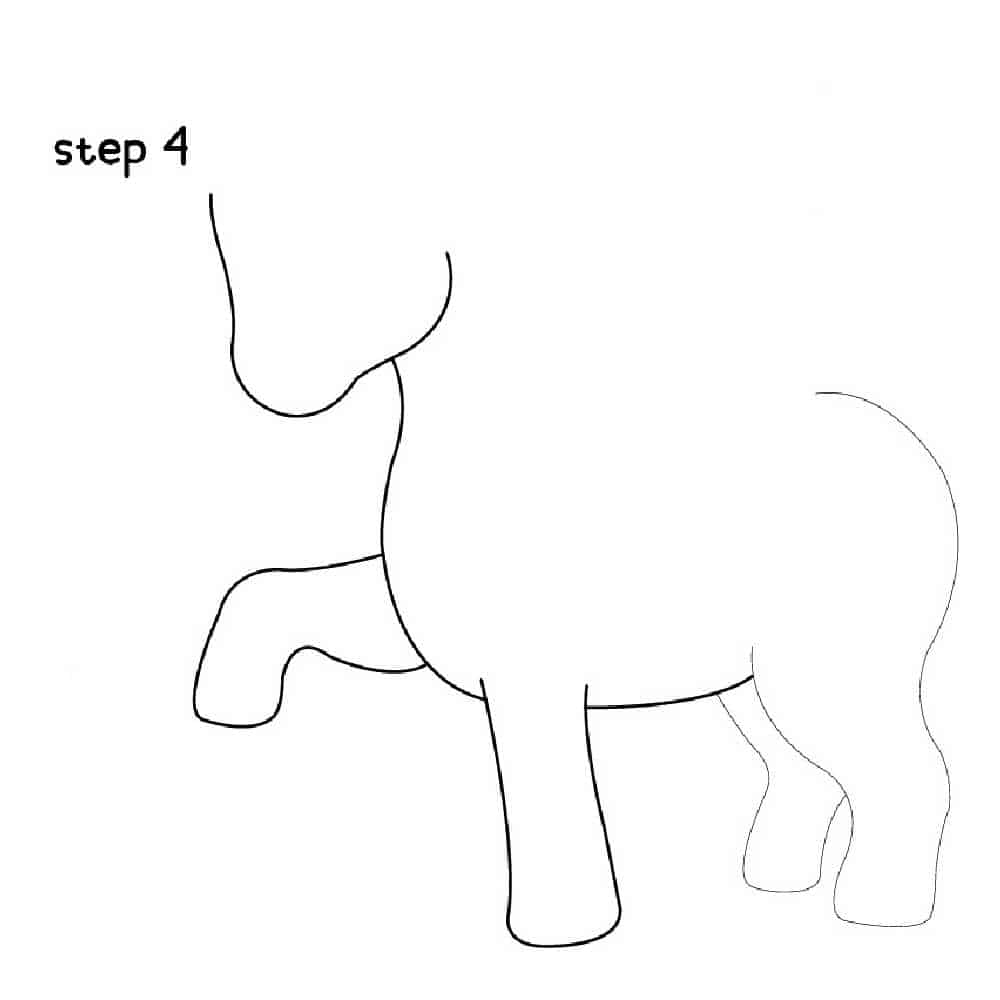 the fourth step of drawing a unicorn is the hind legs