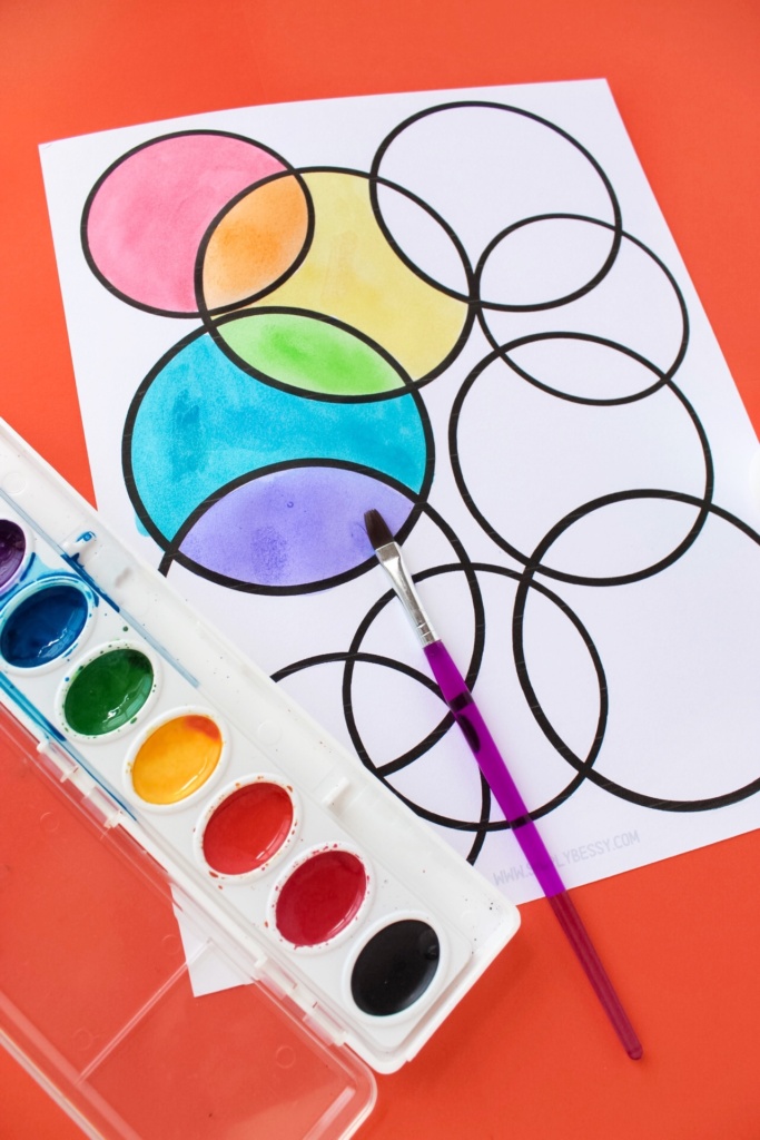 rainbow water color art craft for kids pin image