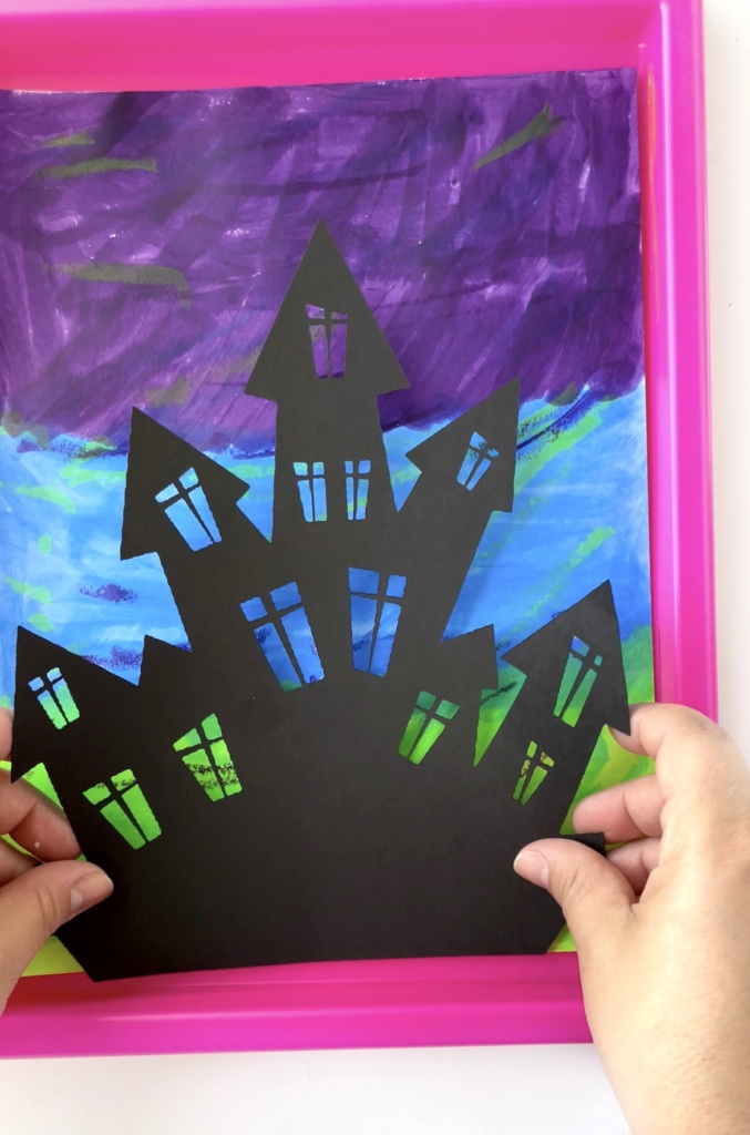 haunted house paper black silhouette
