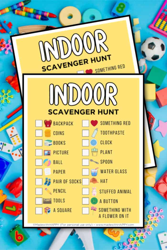 preschool indoor scavenger hunt for kids