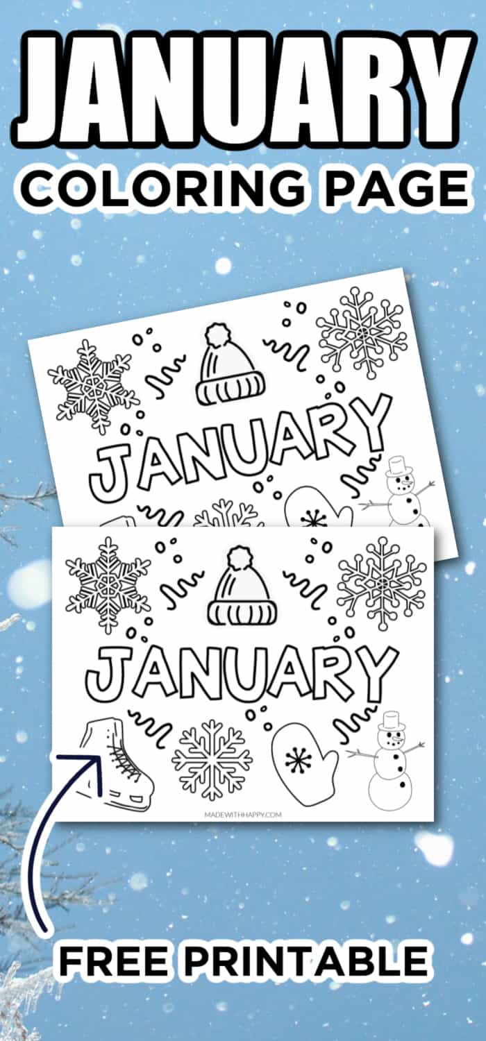 Printable COloring page for kids for January