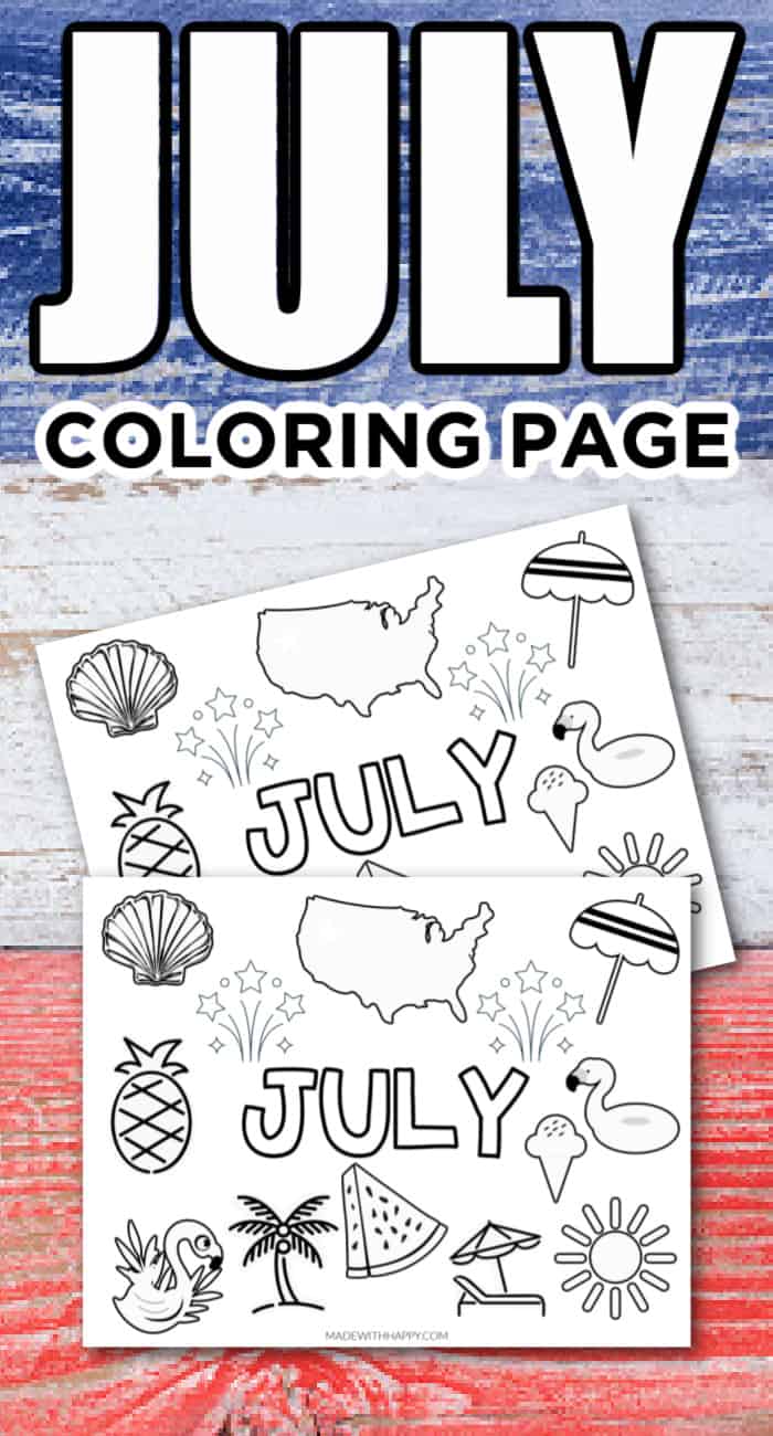 Free Printable July Coloring Page