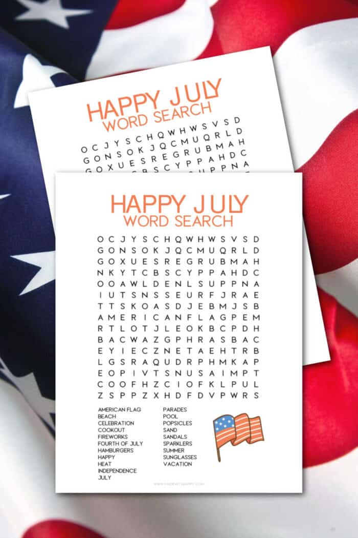 July Word Search Printable