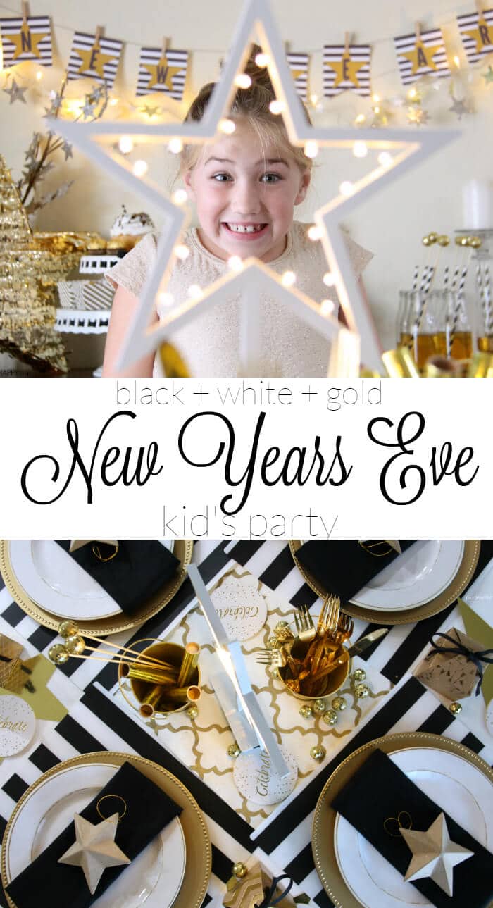 Kids New Years Eve Party | Black, White and Gold Kids Party | Pottery Barn Kids New Years Eve Party | www.madewithHAPPY..com