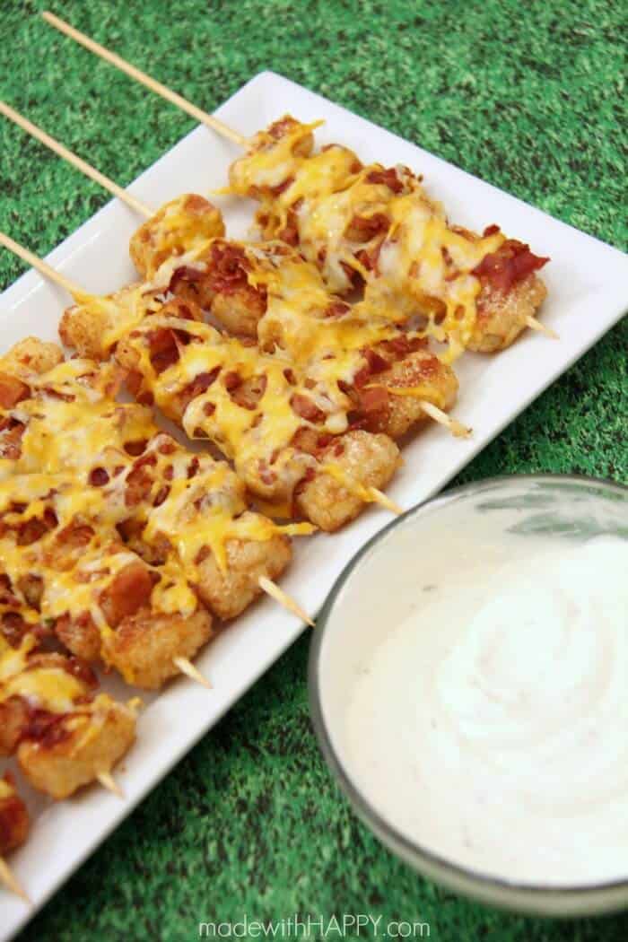 Loaded Tater Tot Skewers