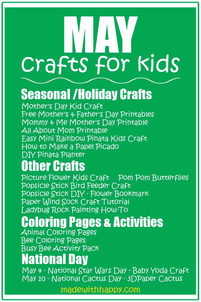 May Crafts For kids Checklist