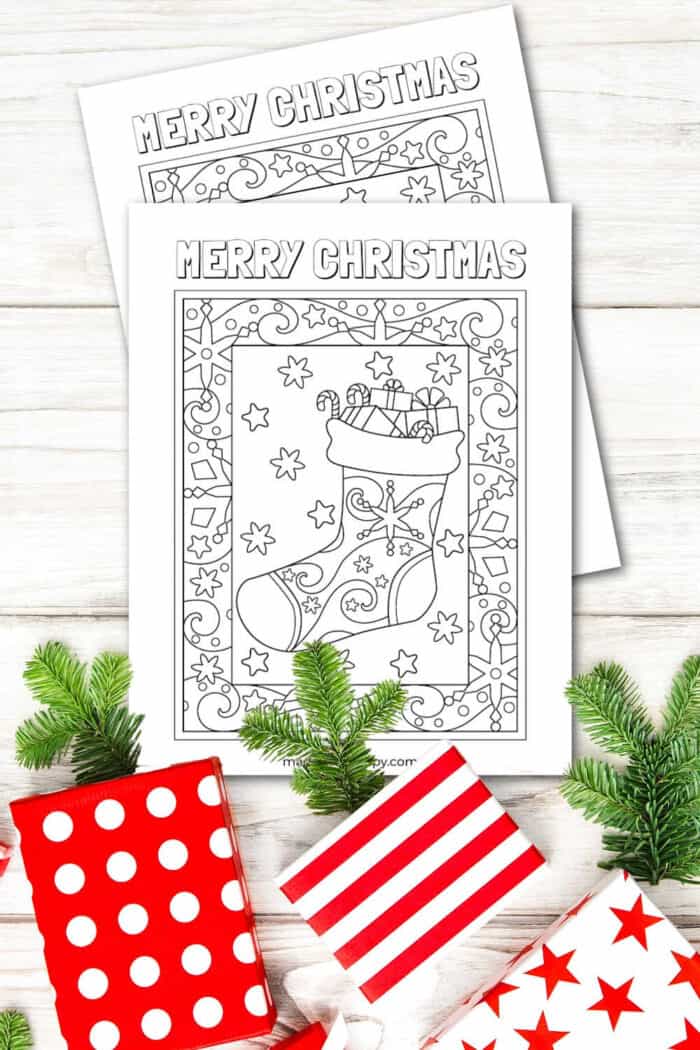 Merry Christmas Stocking Coloring Page