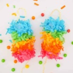 rainbow festooning makes mini rainbow pinatas