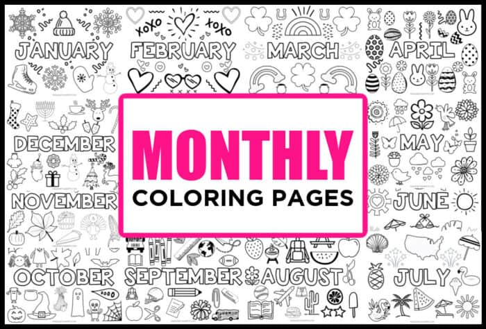 Coloring pages for kids each month