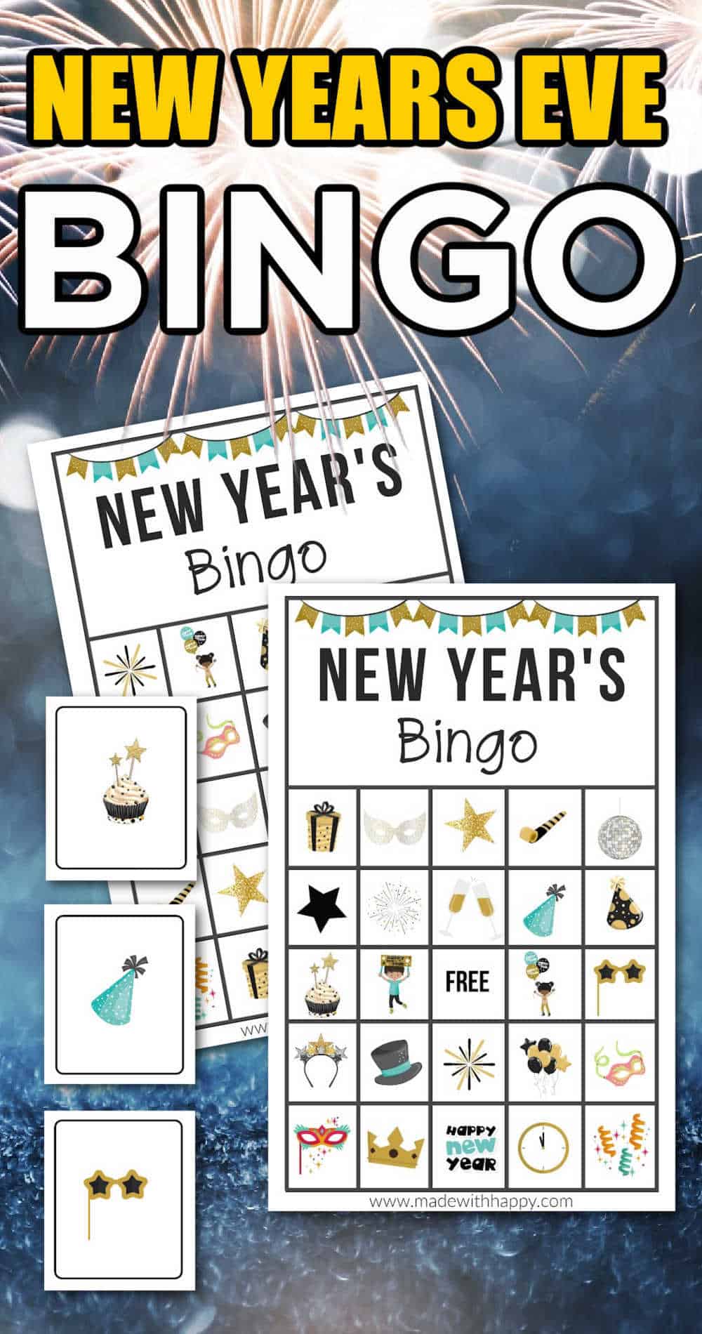 Free Printable New Years Eve Bingo - Made with HAPPY