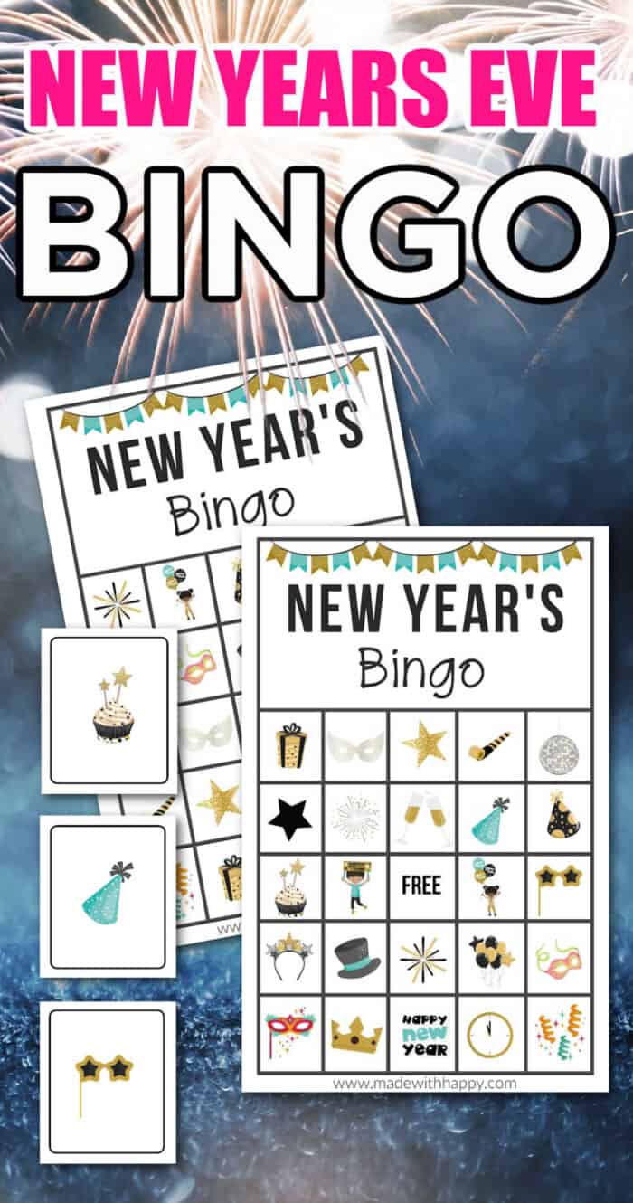 Bingo cards for New Years Eve