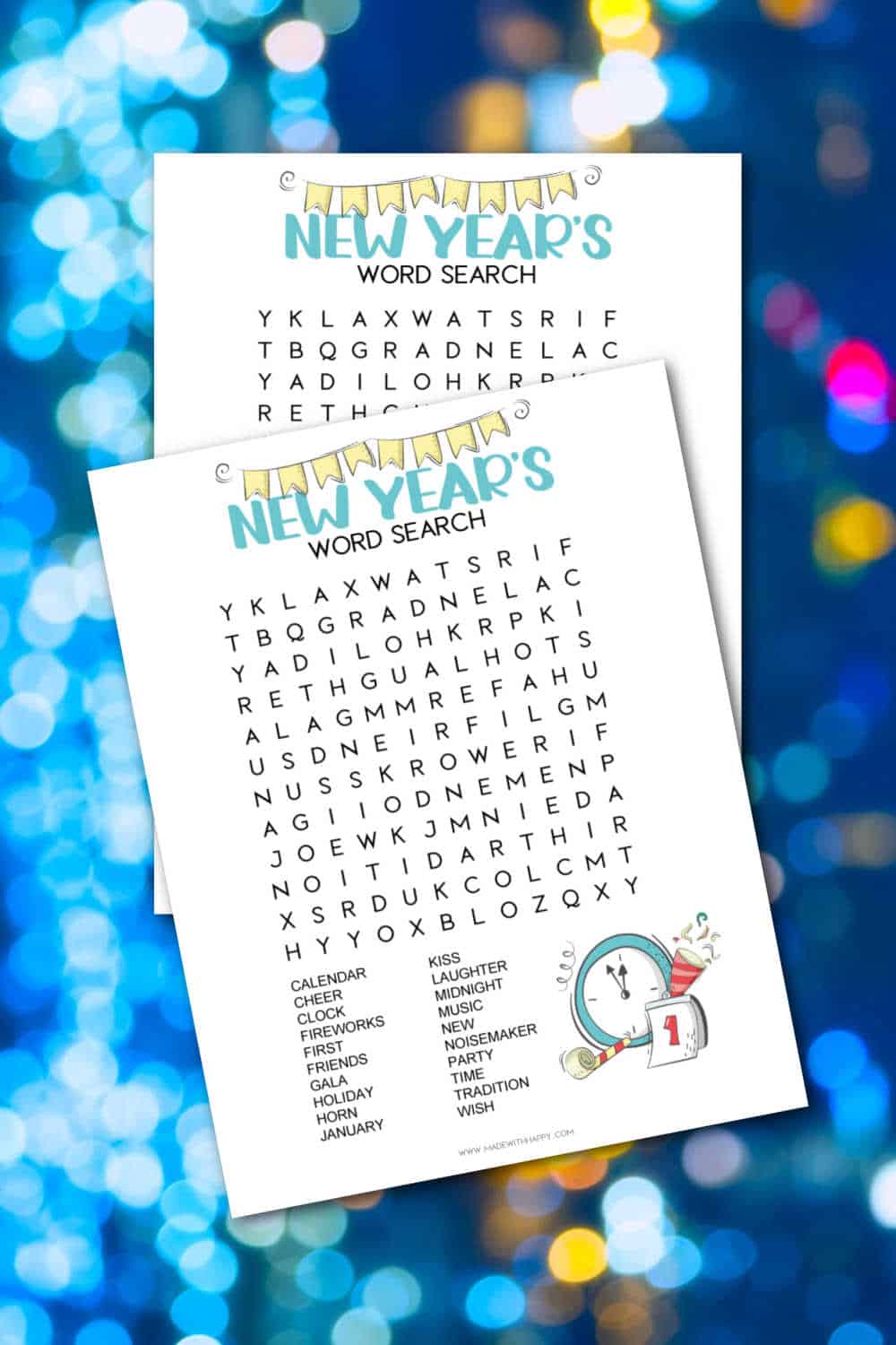 New Years Word Search Puzzle Game For Kids