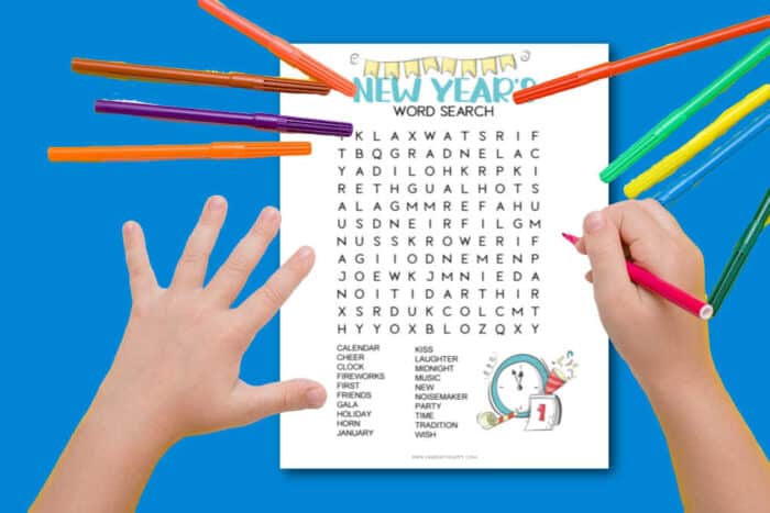 kids word search new years