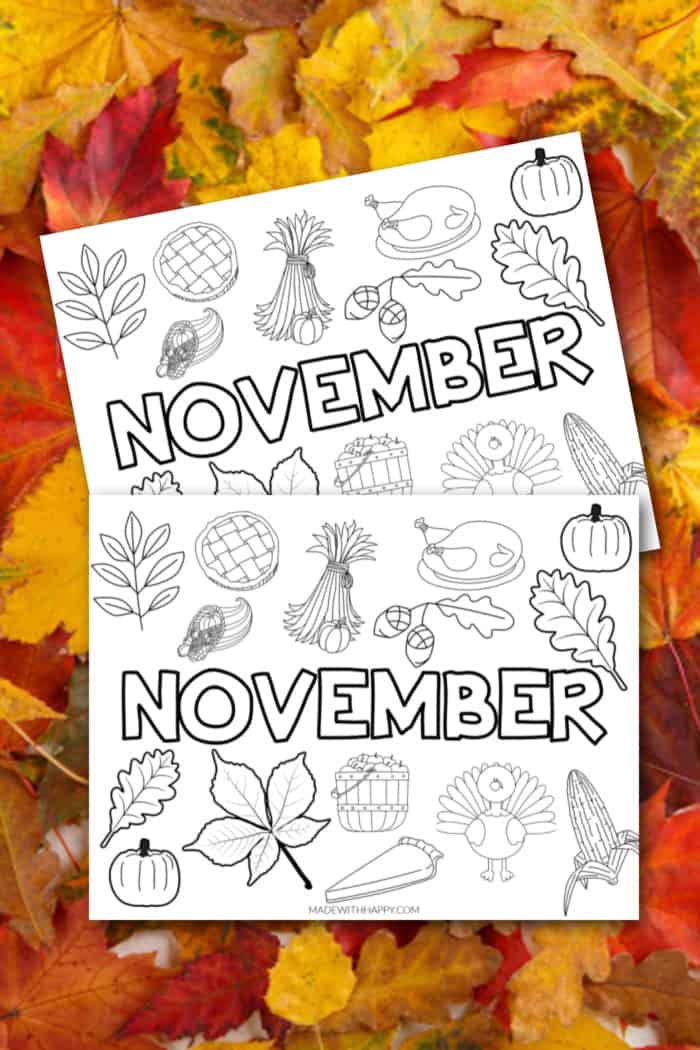 Month of November Coloring Pages