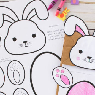 Bunny Paper Bag Puppet with Free Printable Bunny Template
