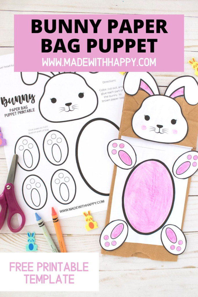 Bunny Paper Bag Puppet with Free Printable Bunny Template