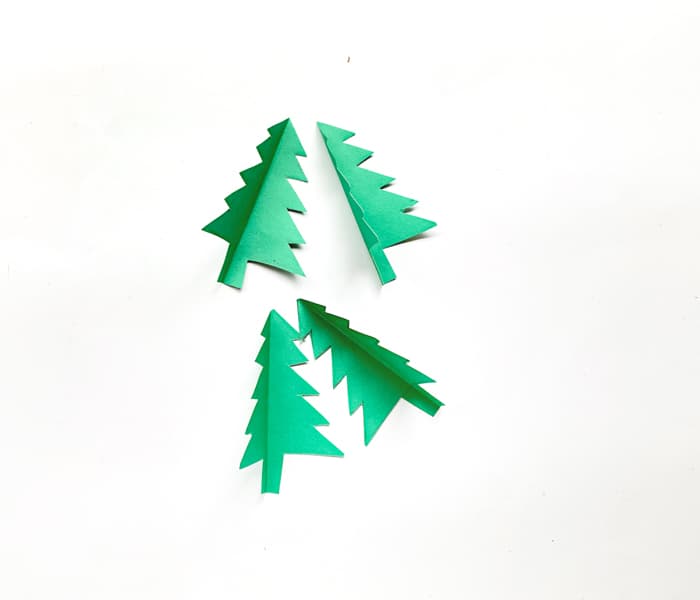 Green paper trees folded