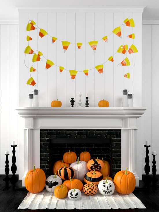 paper plate candy corn banner