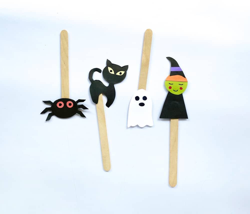 Glue popsicle sticks with the characters.