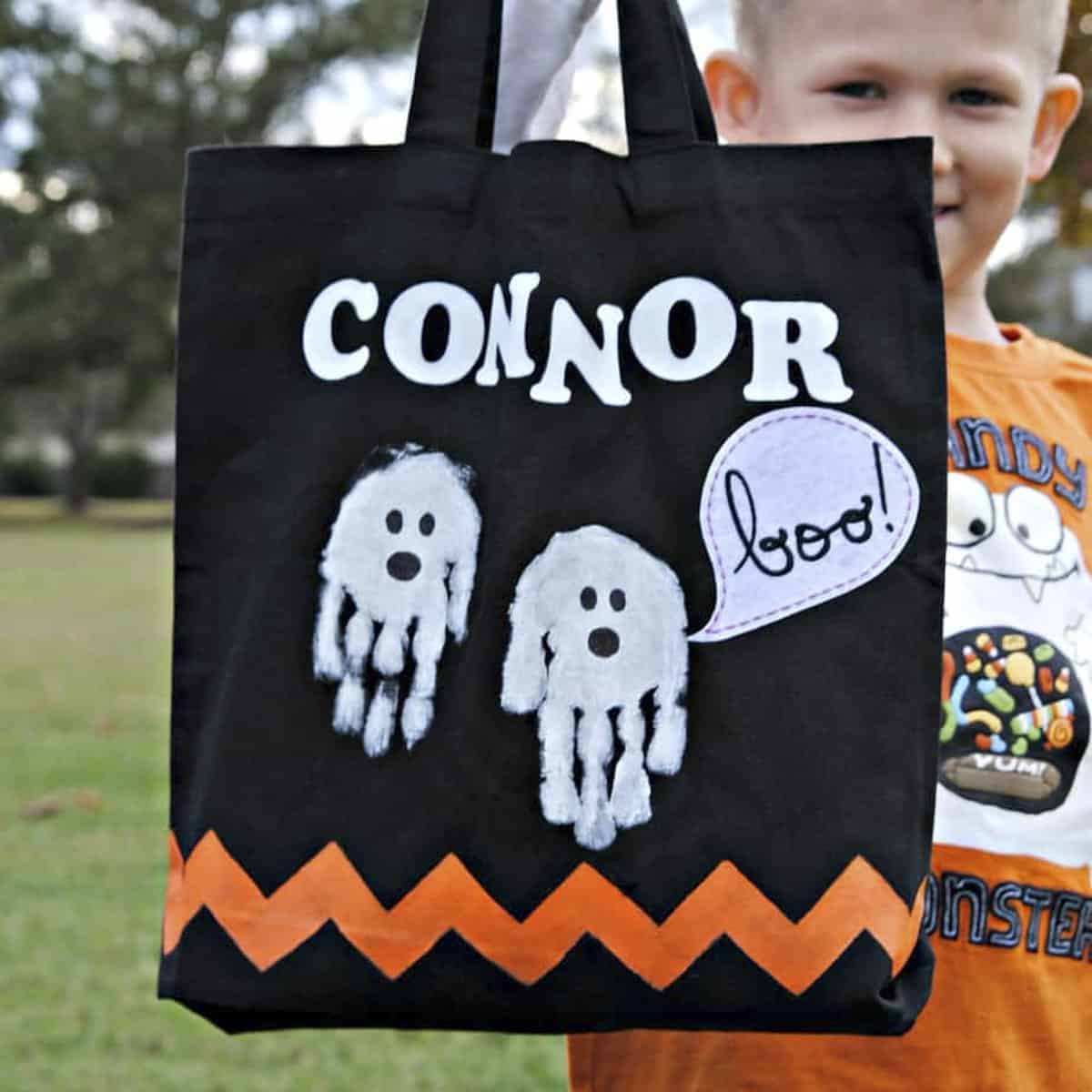 Personalized Treat Bag Handprint Ghosts