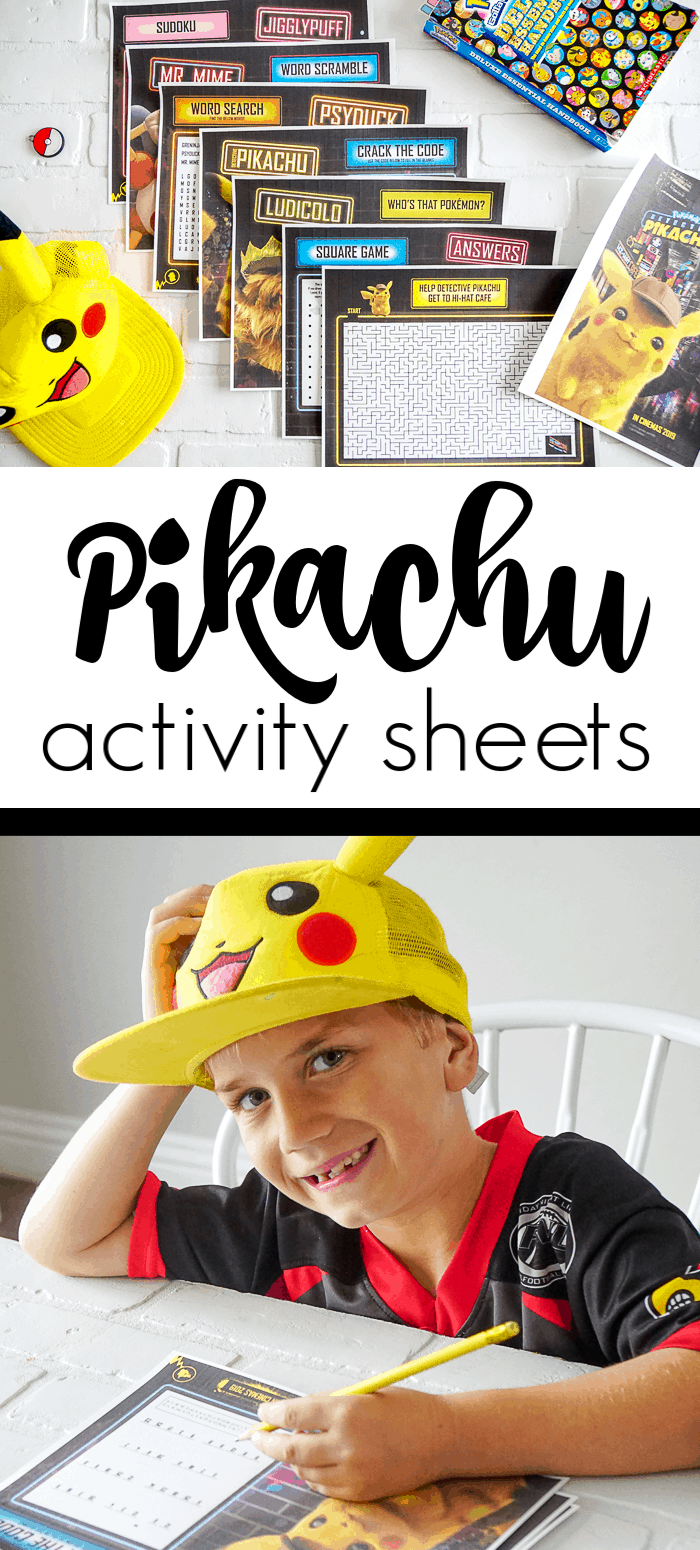 Free downloadable Pikachu Movie Activity Sheets with all the characters from the detective pikachu movie.