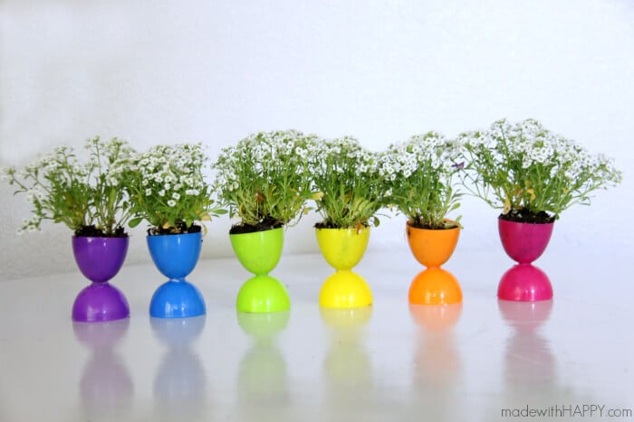 Plastic Easter Egg Crafts - Planter Centerpieces