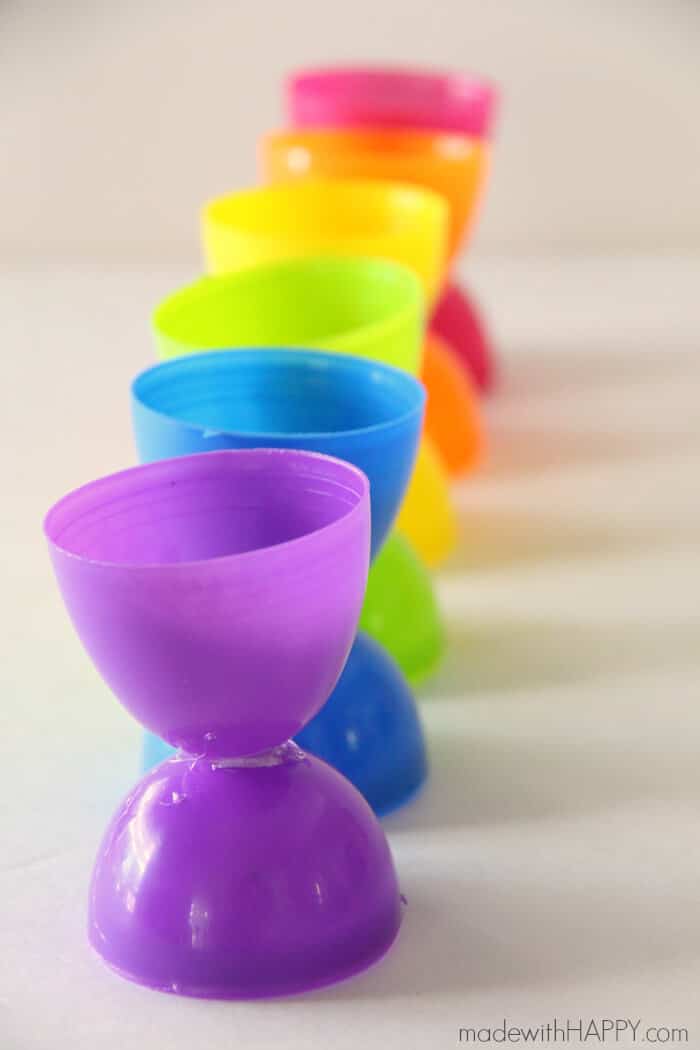 Empty Plastic Easter Eggs as planters