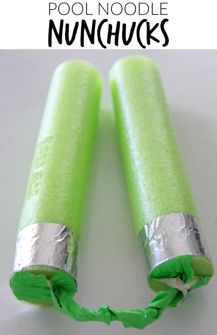 DIY Teenage Mutant Ninja Turtle Nunchucks | Teenage Mutant Ninja Turtle Party Ideas | TMNT Party Ideas | TMNT Shells | Pool Noodle Nunchucks | Ninja Turtle Cookies | www.madewithhappy.com