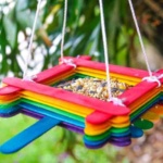 Rainbow Craft Sticks Birdfeeder