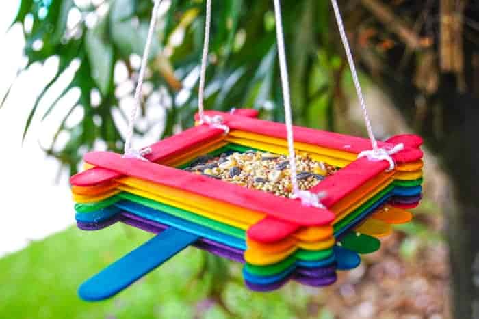 Popsicle Stick Bird Feeder Craft - Made with HAPPY