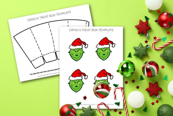 Printable Grinch Face Treat Box - Made with HAPPY